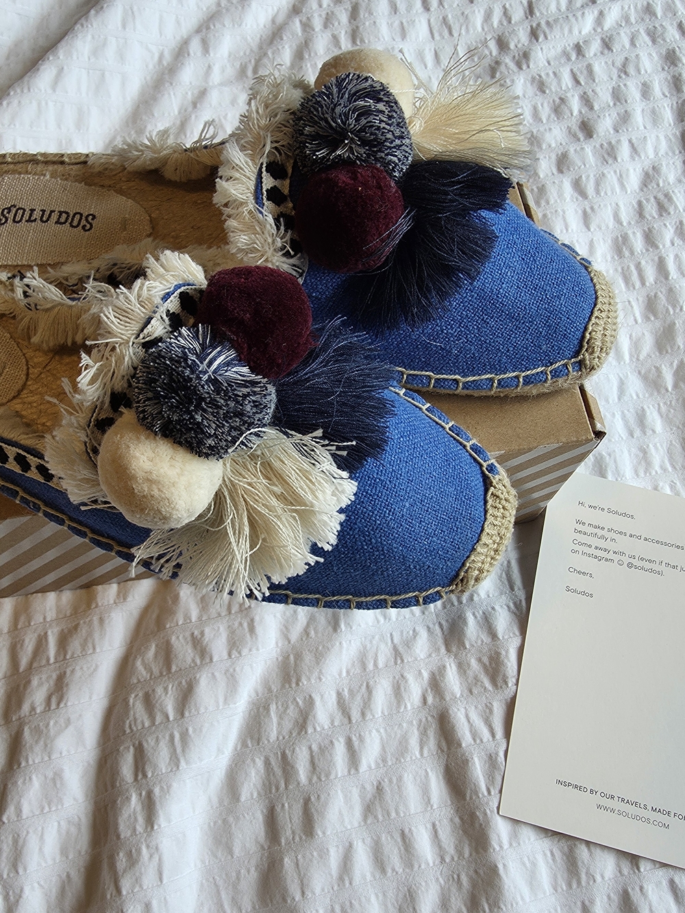 Soludos Blue Pom Pom Espadrille Flats